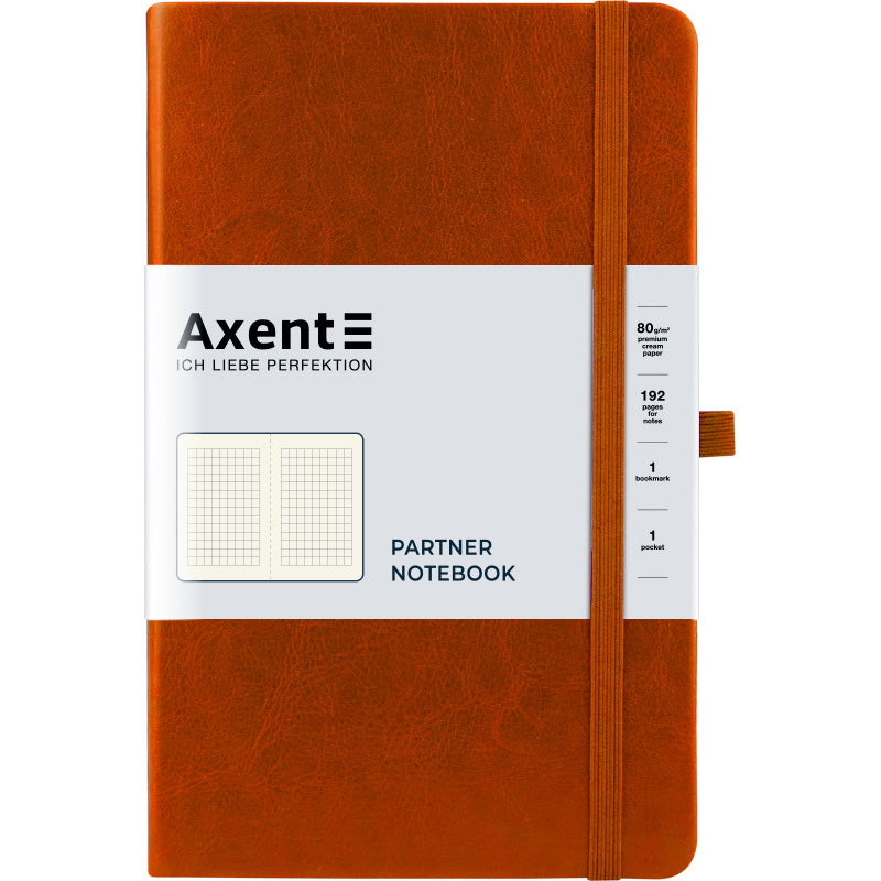 Книга записная Axent Partner Lux 8202-19-A, A5-, 125x195 мм, 96 листов, клетка, твердая обложка, коричневая