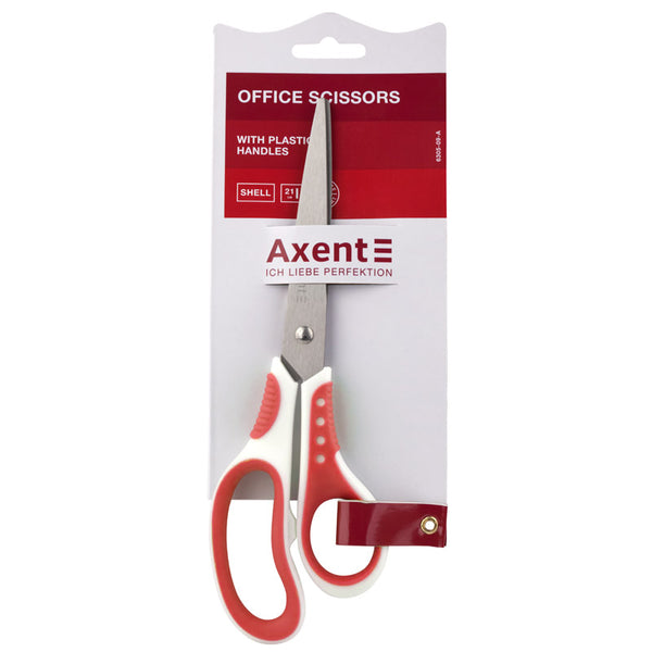 Ножницы Axent Shell 6305-06-A, 21 см, с прорезиненными ручками, бело-красные