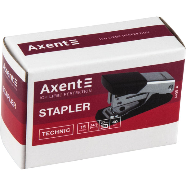 Степлер канцелярський №24/6 Axent Technic 4935-A, металевий, 15 аркушів, хром
