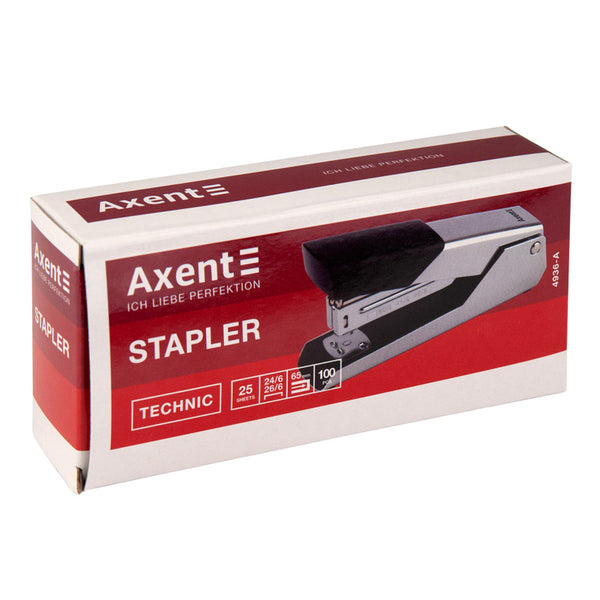 Степлер канцелярський №24/6 Axent Technic 4936-A, металевий, 25 аркушів, хром