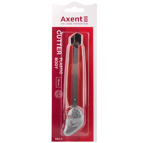 Нож канцелярский Axent 6604-A, с металлическими направляющими, лезвие 18 мм