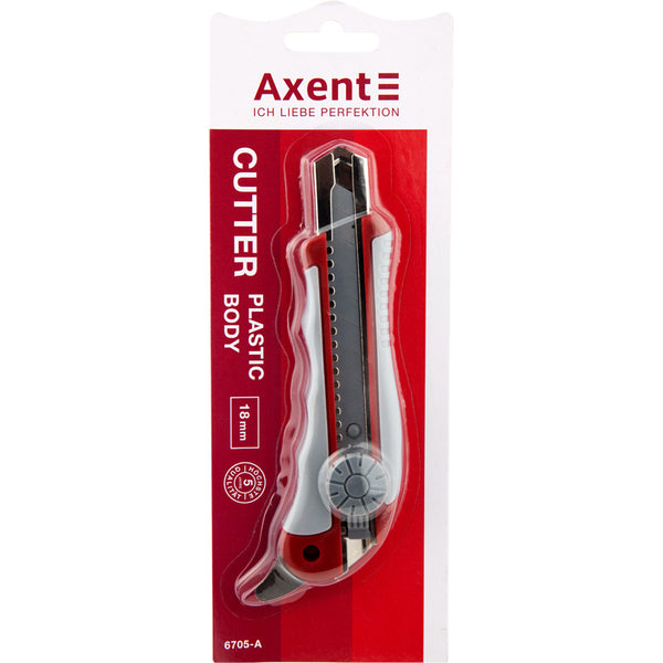 Нож канцелярский Axent 6705-A, с металлическими направляющими, резиновые вставки, лезвие 18 мм
