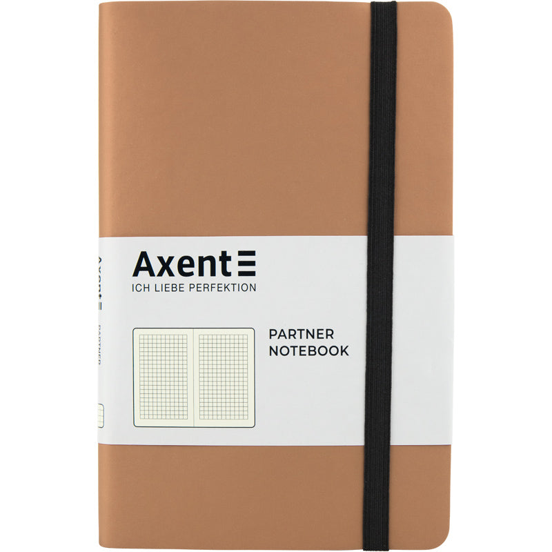 Книга записная Axent Partner Soft 8206-35-A, A5-, 125x195 мм, 96 листов, клетка, гибкая обложка, золотая