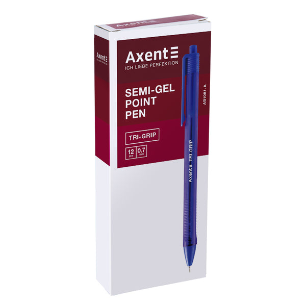 Ручка масляная автоматическая Axent Tri-Grip AB1081-02-A, 0.7 мм, синяя