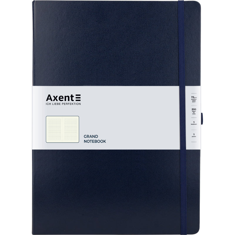Книга записная Axent Partner 8203-02-A, A4, 210x295 мм, 100 листов, клетка, hard cover, темно-синяя