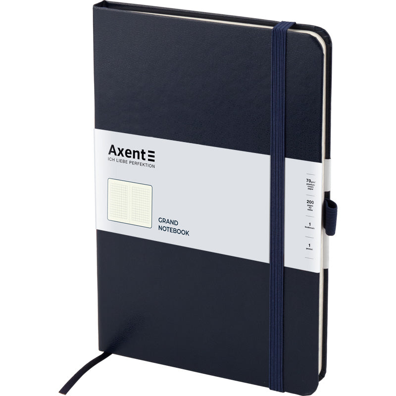 Книга записная Axent Partner 8203-02-A, A4, 210x295 мм, 100 листов, клетка, hard cover, темно-синяя
