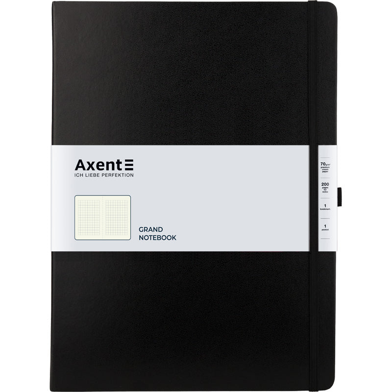 Книга записная Axent Partner 8203-01-A, A4, 210x295 мм, 100 листов, клетка, hard cover, чёрная