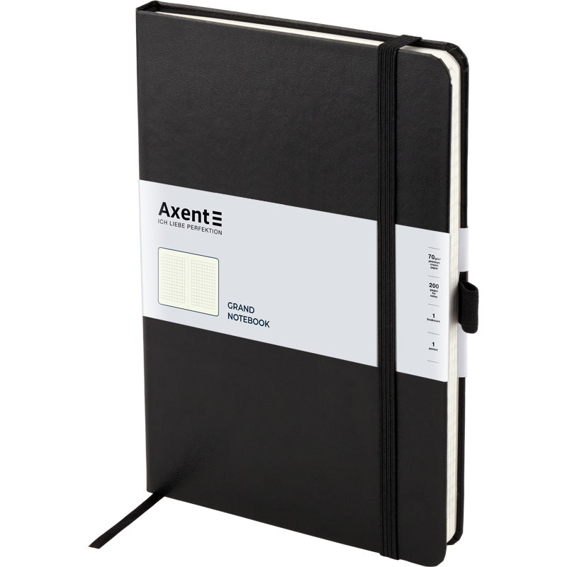 Книга записная Axent Partner 8203-01-A, A4, 210x295 мм, 100 листов, клетка, hard cover, чёрная