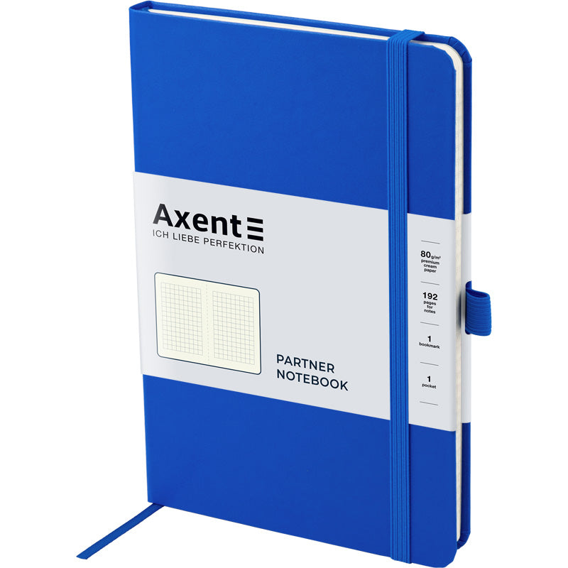 Книга записная Axent Partner 8201-07-A, A5-, 125x195 мм, 96 листов, клетка, твердая обложка, голубая