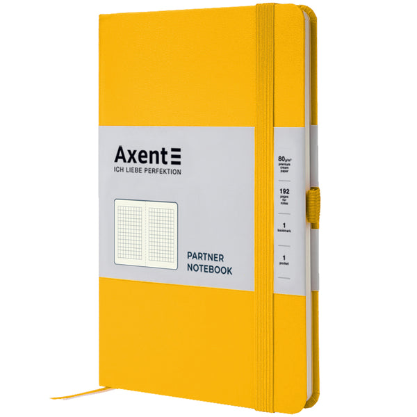 Книга записная Axent Partner 8201-08-A, A5-, 125x195 мм, 96 листов, клетка, твердая обложка, желтая
