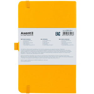 Книга записная Axent Partner 8201-08-A, A5-, 125x195 мм, 96 листов, клетка, твердая обложка, желтая