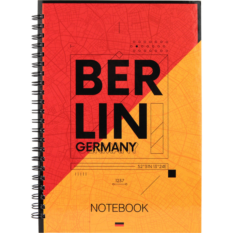 Блокнот на спирали Axent Flags Berlin 8032-05-A, A5, 145x210 мм, 96 листов, клетка, твердая обложка