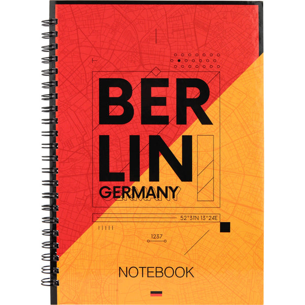 Блокнот на спирали Axent Flags Berlin 8032-05-A, A5, 145x210 мм, 96 листов, клетка, твердая обложка