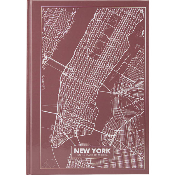 Книга записная Axent Maps New York 8422-543-A, A4, 210x295 мм, 96 листов, клетка, твердая обложка, розово-коричневая
