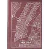 Книга записная Axent Maps New York 8422-543-A, A4, 210x295 мм, 96 листов, клетка, твердая обложка, розово-коричневая