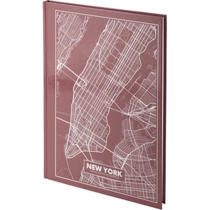Книга записная Axent Maps New York 8422-543-A, A4, 210x295 мм, 96 листов, клетка, твердая обложка, розово-коричневая