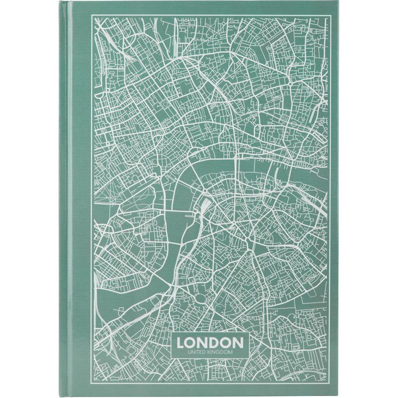 Книга записная Axent Maps London 8422-516-A, A4, 210x295 мм, 96 листов, клетка, твердая обложка, бирюзовая