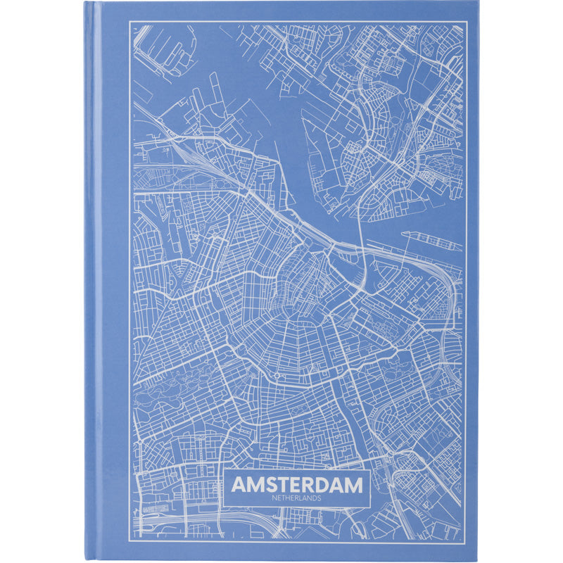 Книга записная Axent Maps Amsterdam 8422-507-A, A4, 210x295 мм, 96 листов, клетка, твердая обложка, голубая