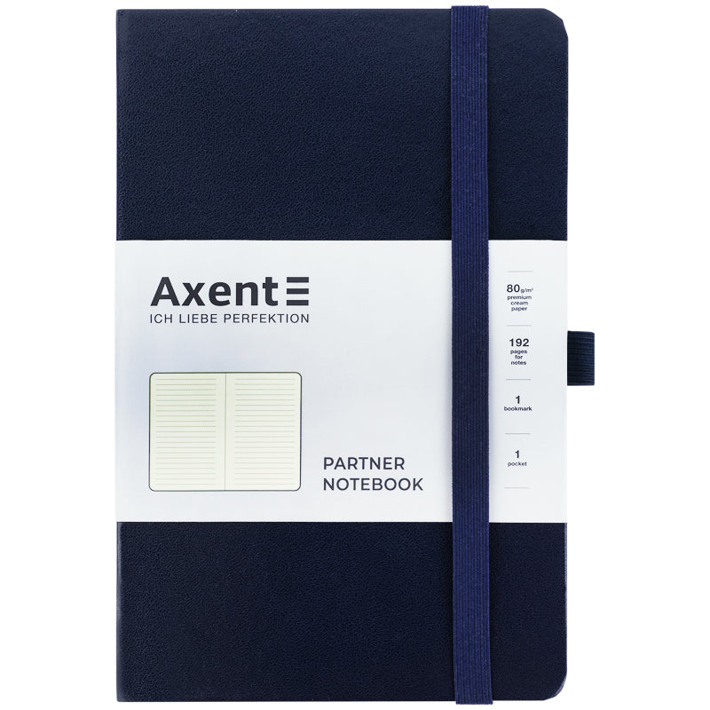 Книга записна Axent Partner 8308-02-A, A5-, 125x195 мм, 96 аркушів, лінія, тверда обкладинка, темно-синя