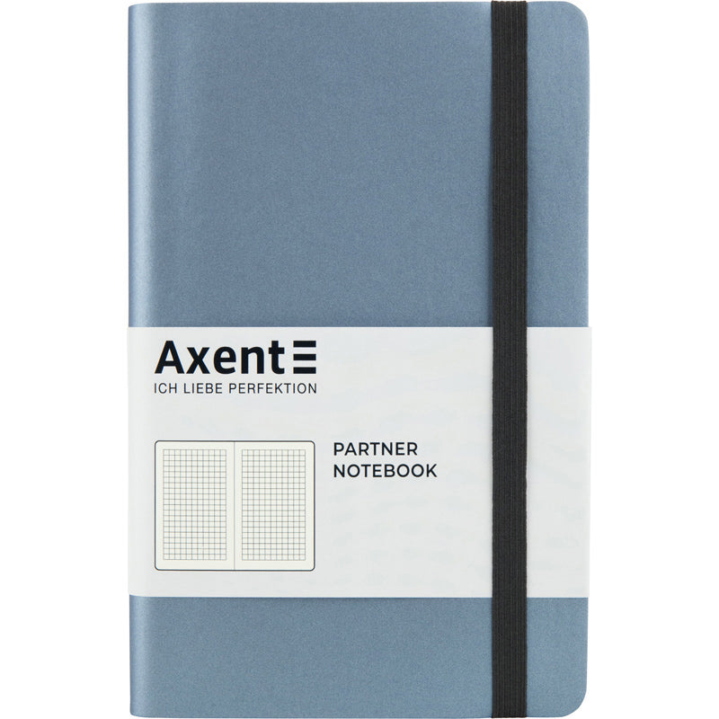 Книга записная Axent Partner Soft 8206-14-A, A5-, 125x195 мм, 96 листов, клетка, гибкая обложка, silver-синяя