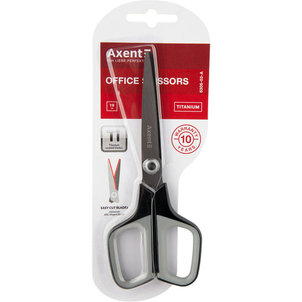 Ножницы Axent Titanium 6306-03-A, 19 см, с прорезиненными ручками, графитно-серые