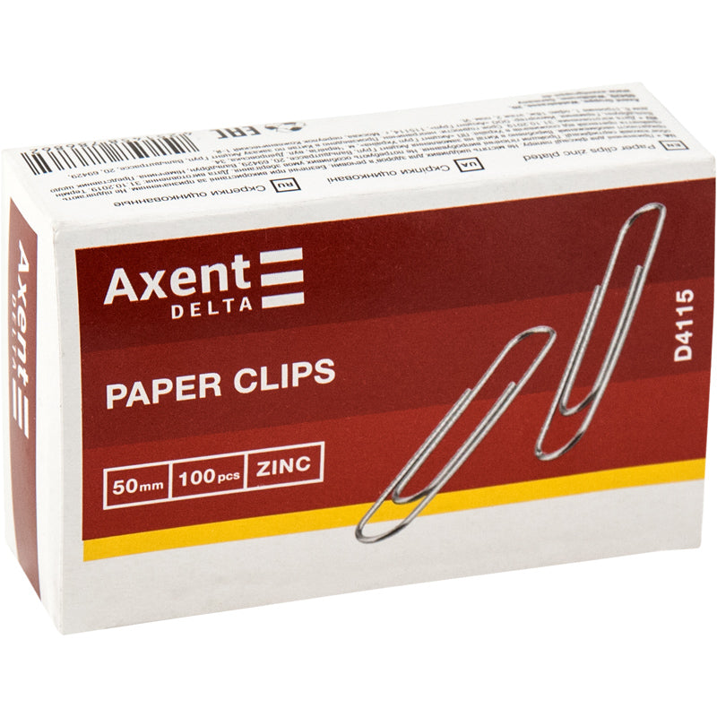 Скрепки оцинкованные Axent Delta D4115, 50 мм, 100 штук