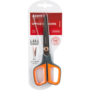 Ножницы Axent Titanium 6306-06-A, 19 см, с прорезиненными ручками, серо-оранжевые
