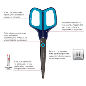 Ножницы Axent Titanium 6306-16-A, 19 см, с прорезиненными ручками, сине-бирюзовые
