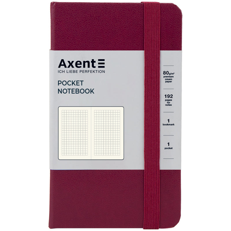 Книга записная Axent Partner 8301-46-A, 90x150 мм, 96 листов, клетка, твердая обложка, винная