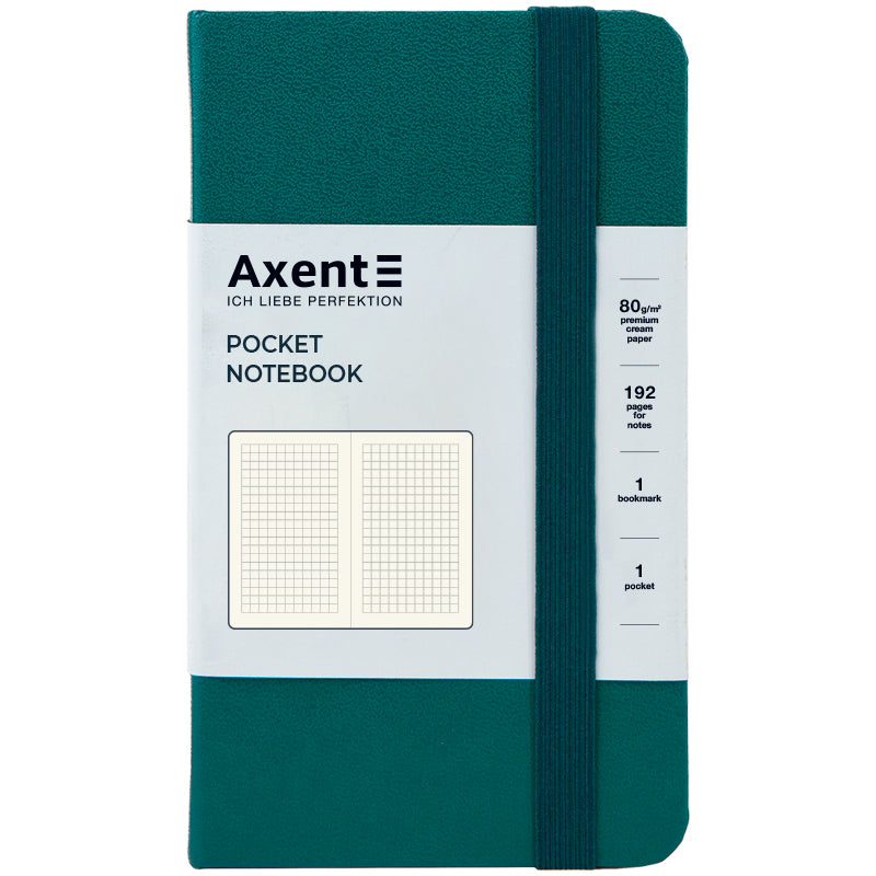 Книга записная Axent Partner 8301-31-A, 90x150 мм, 96 листов, клетка, твердая обложка, малахитовая