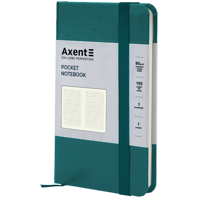 Книга записная Axent Partner 8301-31-A, 90x150 мм, 96 листов, клетка, твердая обложка, малахитовая