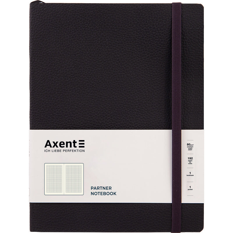 Книга записная Axent Partner Soft L, 8615-01-A, 190x250 мм, 96 листов, клетка, гибкая обложка, черная