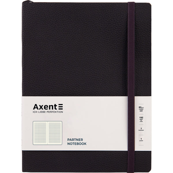 Книга записная Axent Partner Soft L, 8615-01-A, 190x250 мм, 96 листов, клетка, гибкая обложка, черная
