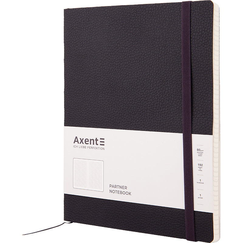 Книга записная Axent Partner Soft L, 8615-01-A, 190x250 мм, 96 листов, клетка, гибкая обложка, черная