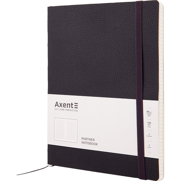 Книга записная Axent Partner Soft L, 8615-01-A, 190x250 мм, 96 листов, клетка, гибкая обложка, черная