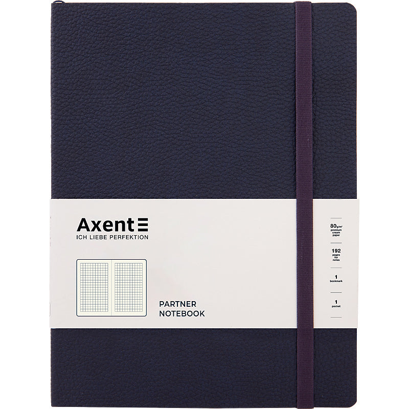 Книга записная Axent Partner Soft L, 8615-02-A, 190x250 мм, 96 листов, клетка, гибкая обложка, синяя