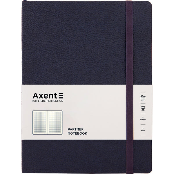 Книга записная Axent Partner Soft L, 8615-02-A, 190x250 мм, 96 листов, клетка, гибкая обложка, синяя