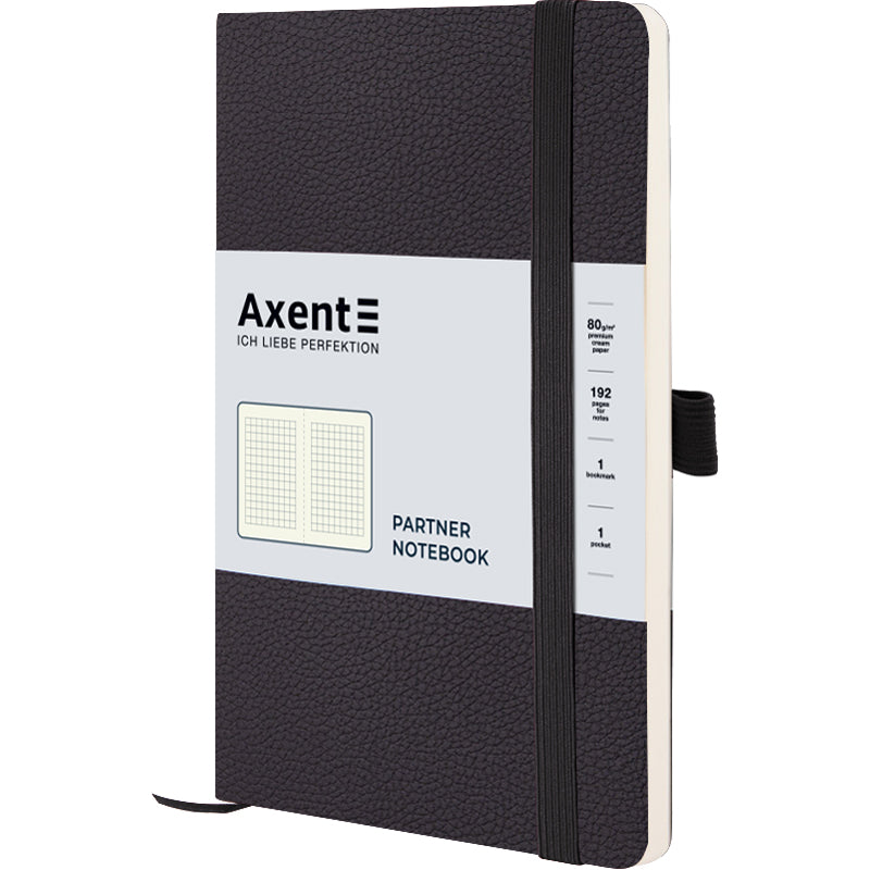 Книга записная Axent Partner Soft Skin 8616-01-A, A5-, 125x195 мм, 96 листов, клетка, гибкая обложка, черная