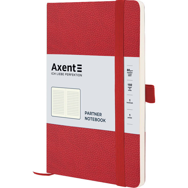 Книга записная Axent Partner Soft Skin 8616-06-A, A5-, 125x195 мм, 96 листов, клетка, гибкая обложка, красная