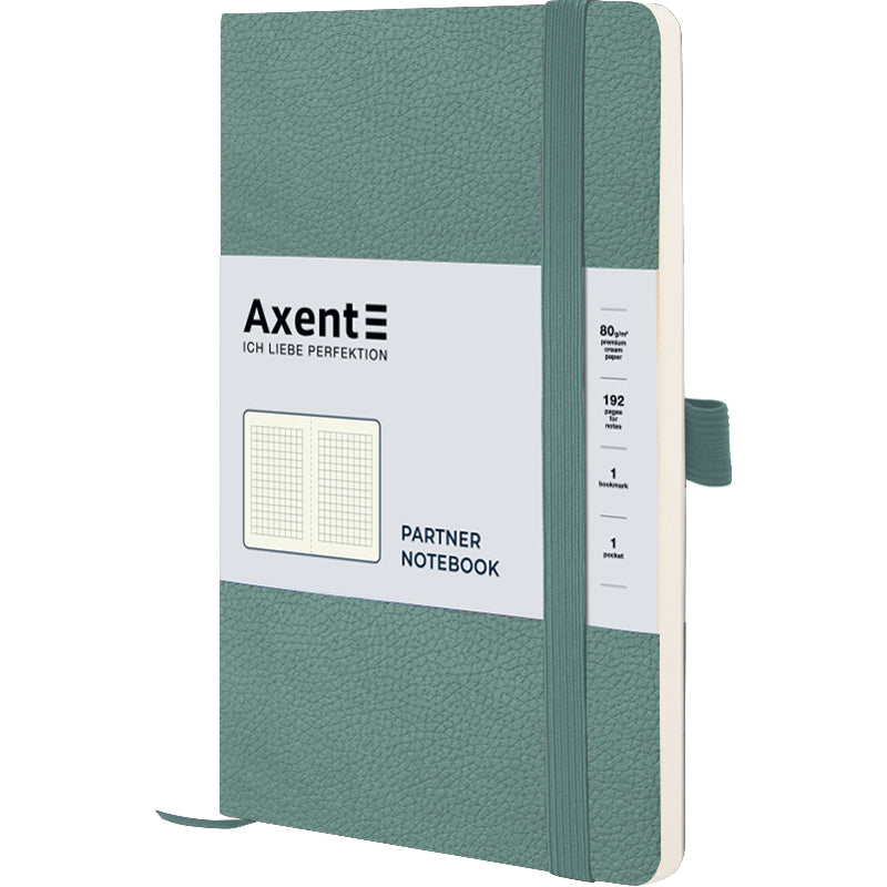 Книга записная Axent Partner Soft Skin 8616-48-A, A5-, 125x195 мм, 96 листов, клетка, гибкая обложка, серо-лазурная