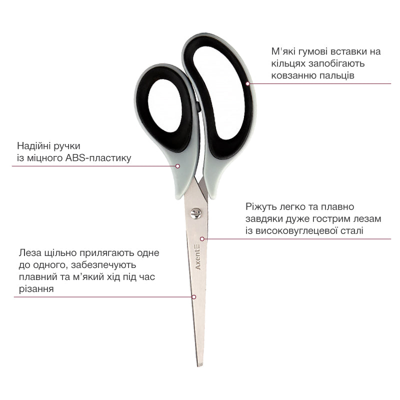 Büroscheren Axent Duoton Soft 6102-A, 21 cm