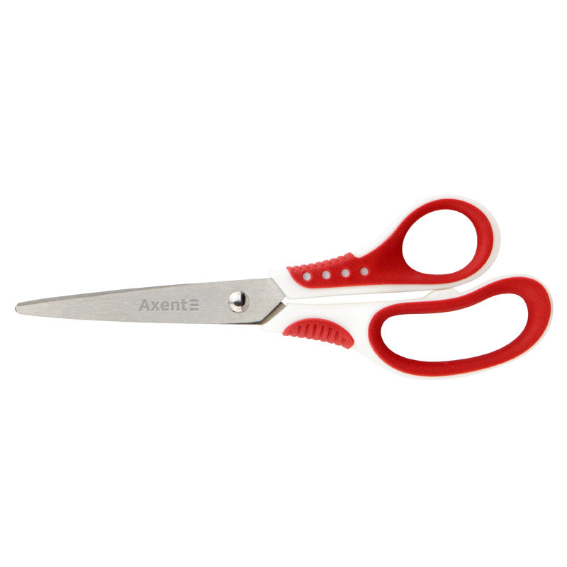 Büroscheren Axent Shell 6304-06-A, 18 cm, mit gummierten Komfort-Griffen, weiß-rot
