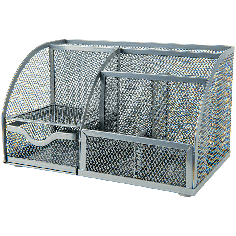 Przybornik na biurko Axent 2125-03-A, 220*140*130mm, metalowy, srebrny