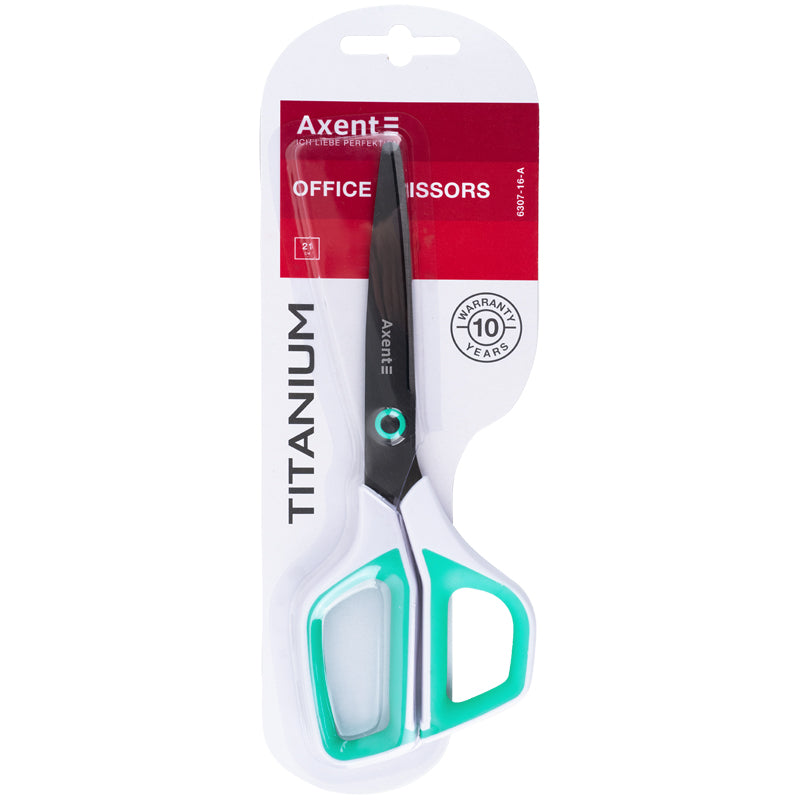 Ножиці Axent Titanium 6307-16-A, 21 см, з пластиковими ручками, біло-бірюзові