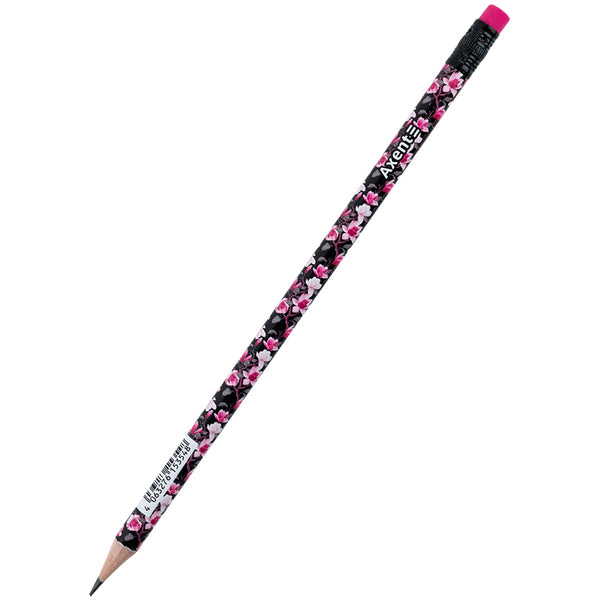 Карандаш графитный Axent Floral Black 9009-14-A, HB, 2.2 мм