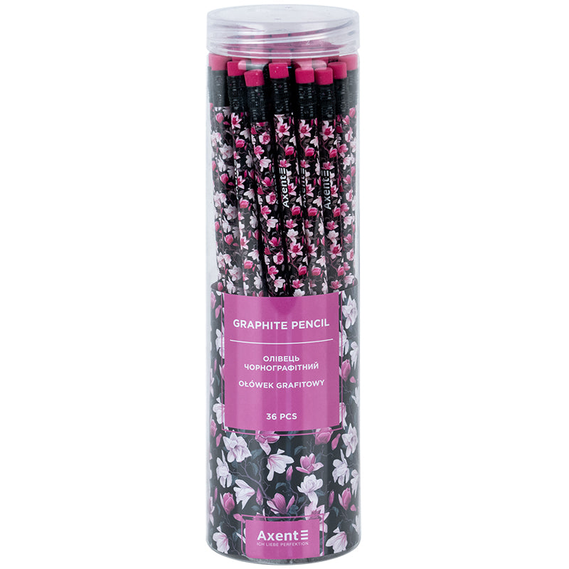 Олівець графітний Axent Floral Black 9009-14-A, HB, 2.2 мм