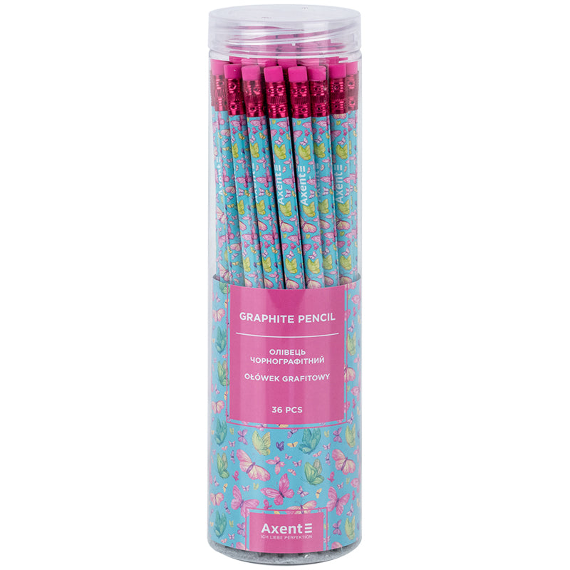 Олівець графітний Axent Summer Butterly 9009-18-A, HB, 2.2 мм