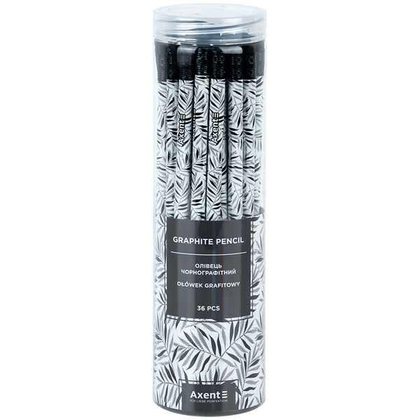 Карандаш графитный Axent Black Leaves 9009-19-A, HB, 2.2 мм