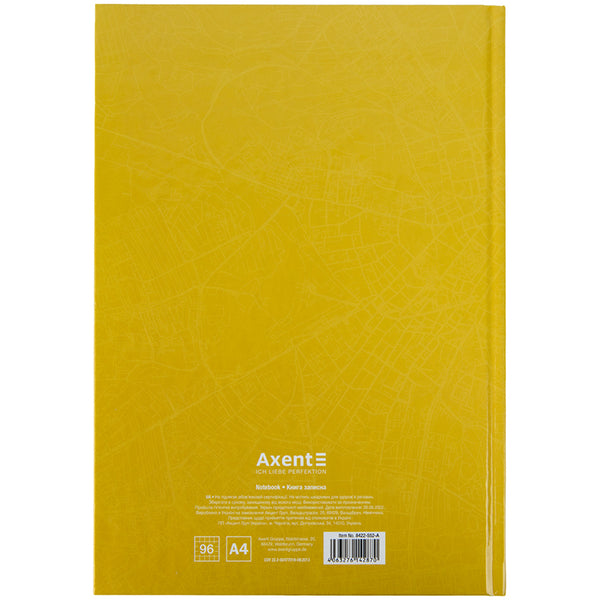 Книга записная Axent Courage 8422-552-A, А4, 96 листов, клетка, желтая