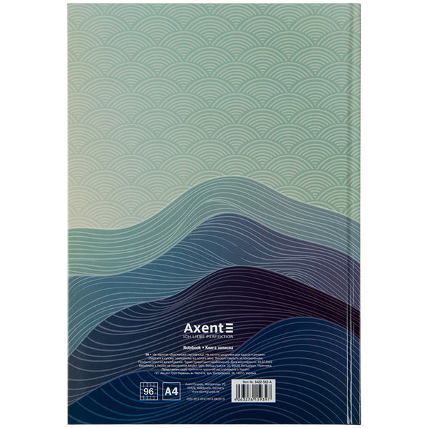 Книга записная Axent Waves 8422-562-A, А4, 96 листов, клетка, синяя